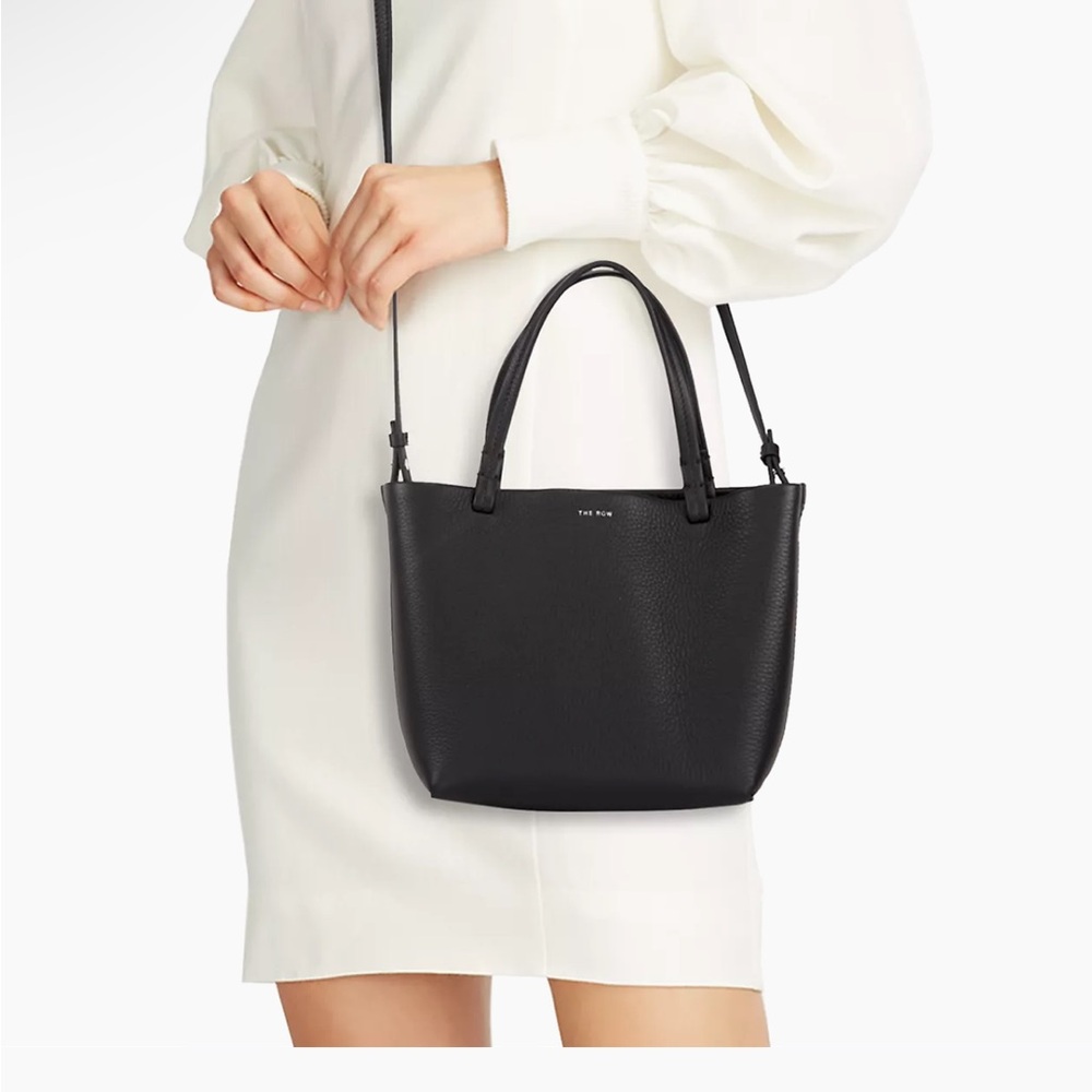 The Row Park Small Pebble Leather Tote in Virginia Blue (deep navy)